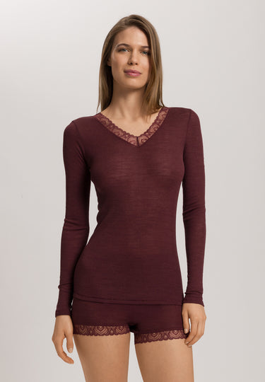 Woolen Lace Lace Trim Wool And Silk Top | Vivid Brown 70830-2421